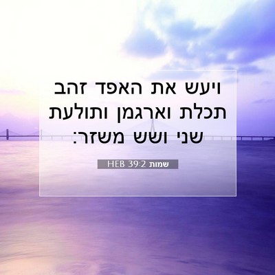 Picture 07 - שמות 39:2 HEB - ויעש את האפד זהב תכלת - Bible Verse Picture