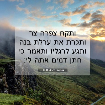 Picture 07 - שמות 4:25 HEB - ותקח צפרה צר ותכרת את ערלת - Bible Verse Picture