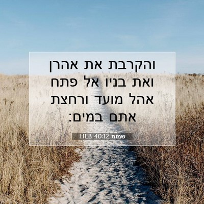 Picture 07 - שמות 40:12 HEB - והקרבת את אהרן ואת בניו אל - Bible Verse Picture