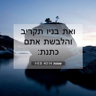 Picture 07 - שמות 40:14 HEB - ואת בניו תקריב והלבשת אתם - Bible Verse Picture