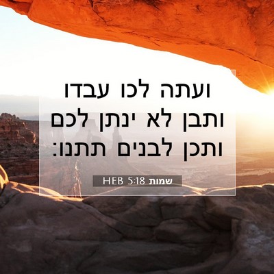 Picture 07 - שמות 5:18 HEB - ועתה לכו עבדו ותבן לא ינתן - Bible Verse Picture