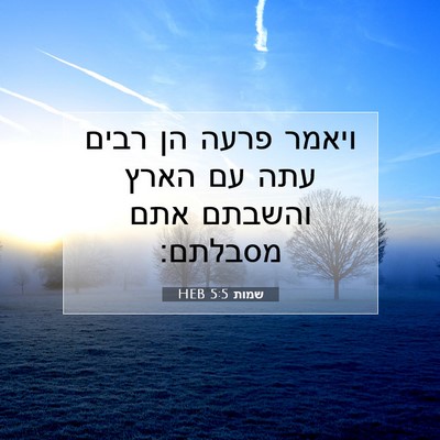 Picture 07 - שמות 5:5 HEB - ויאמר פרעה הן רבים עתה עם - Bible Verse Picture