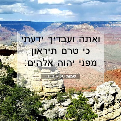 Picture 07 - שמות 9:30 HEB - ואתה ועבדיך ידעתי כי טרם - Bible Verse Picture
