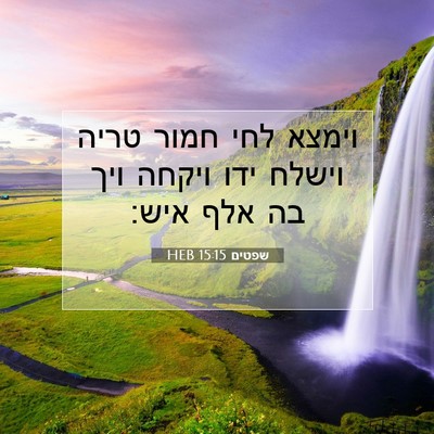 Picture 07 - שפטים 15:15 HEB - וימצא לחי חמור טריה וישלח - Bible Verse Picture