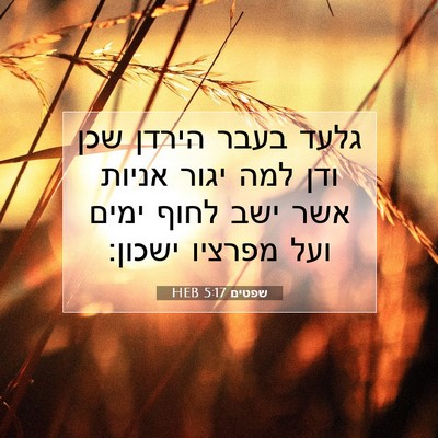 Picture 07 - שפטים 5:17 HEB - גלעד בעבר הירדן שכן ודן למה - Bible Verse Picture