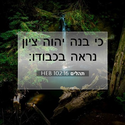 Picture 07 - תהלים 102:16 HEB - כי בנה יהוה ציון נראה - Bible Verse Picture