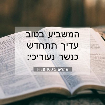 Picture 07 - תהלים 103:5 HEB - המשביע בטוב עדיך תתחדש - Bible Verse Picture
