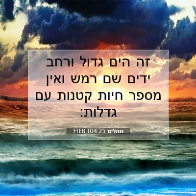 Picture 07 - תהלים 104:25 HEB - זה הים גדול ורחב ידים שם - Bible Verse Picture