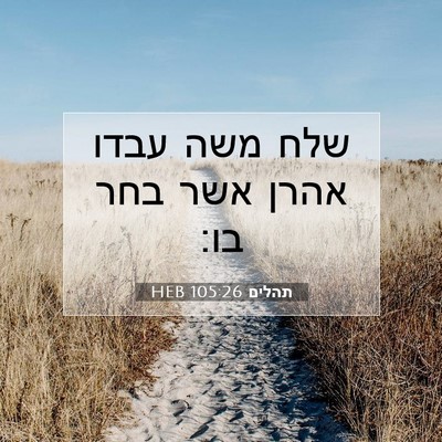 Picture 07 - תהלים 105:26 HEB - שלח משה עבדו אהרן אשר בחר - Bible Verse Picture