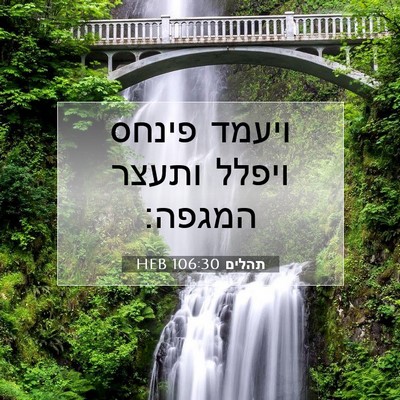 Picture 07 - תהלים 106:30 HEB - ויעמד פינחס ויפלל ותעצר - Bible Verse Picture