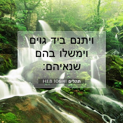 Picture 07 - תהלים 106:41 HEB - ויתנם ביד גוים וימשלו בהם - Bible Verse Picture