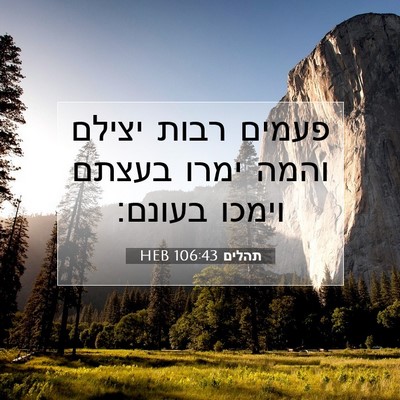Picture 07 - תהלים 106:43 HEB - פעמים רבות יצילם והמה ימרו - Bible Verse Picture