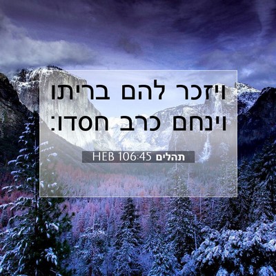 Picture 07 - תהלים 106:45 HEB - ויזכר להם בריתו וינחם כרב - Bible Verse Picture