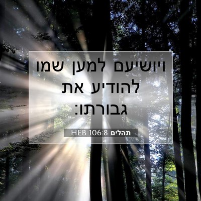 Picture 07 - תהלים 106:8 HEB - ויושיעם למען שמו להודיע את - Bible Verse Picture