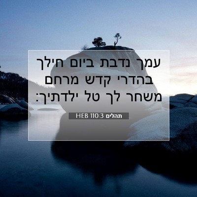 Picture 07 - תהלים 110:3 HEB - עמך נדבת ביום חילך בהדרי - Bible Verse Picture