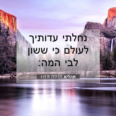 Picture 07 - תהלים 119:111 HEB - נחלתי עדותיך לעולם כי ששון - Bible Verse Picture