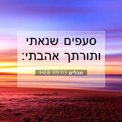 Picture 07 - תהלים 119:113 HEB - סעפים שנאתי ותורתך - Bible Verse Picture