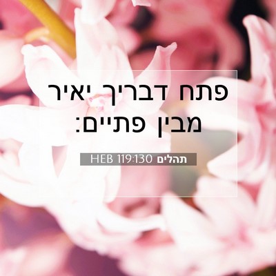 Picture 07 - תהלים 119:130 HEB - פתח דבריך יאיר מבין - Bible Verse Picture