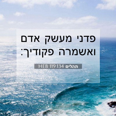 Picture 07 - תהלים 119:134 HEB - פדני מעשק אדם ואשמרה - Bible Verse Picture