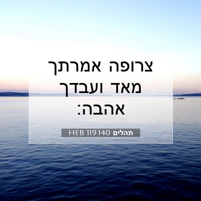 Picture 07 - תהלים 119:140 HEB - צרופה אמרתך מאד ועבדך - Bible Verse Picture
