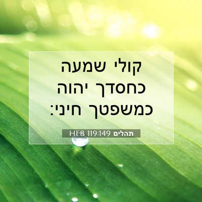 Picture 07 - תהלים 119:149 HEB - קולי שמעה כחסדך יהוה - Bible Verse Picture