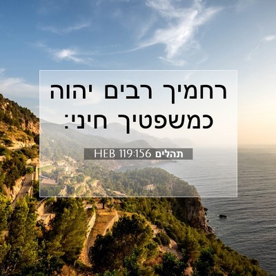 Picture 07 - תהלים 119:156 HEB - רחמיך רבים יהוה כמשפטיך - Bible Verse Picture
