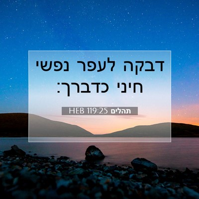 Picture 07 - תהלים 119:25 HEB - דבקה לעפר נפשי חיני - Bible Verse Picture