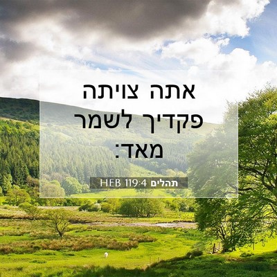 Picture 07 - תהלים 119:4 HEB - אתה צויתה פקדיך לשמר - Bible Verse Picture
