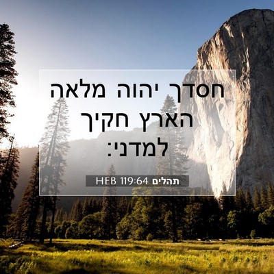 Picture 07 - תהלים 119:64 HEB - חסדך יהוה מלאה הארץ חקיך - Bible Verse Picture