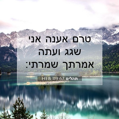 Picture 07 - תהלים 119:67 HEB - טרם אענה אני שגג ועתה אמרתך - Bible Verse Picture