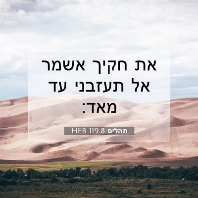 Picture 07 - תהלים 119:8 HEB - את חקיך אשמר אל תעזבני עד - Bible Verse Picture