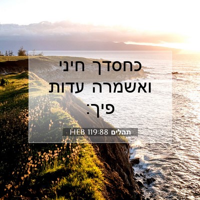 Picture 07 - תהלים 119:88 HEB - כחסדך חיני ואשמרה עדות - Bible Verse Picture