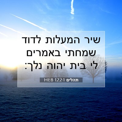 Picture 07 - תהלים 122:1 HEB - שיר המעלות לדוד שמחתי - Bible Verse Picture