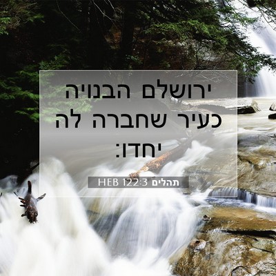Picture 07 - תהלים 122:3 HEB - ירושלם הבנויה כעיר שחברה - Bible Verse Picture