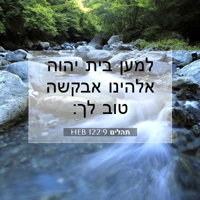 Picture 07 - תהלים 122:9 HEB - למען בית יהוה אלהינו אבקשה - Bible Verse Picture