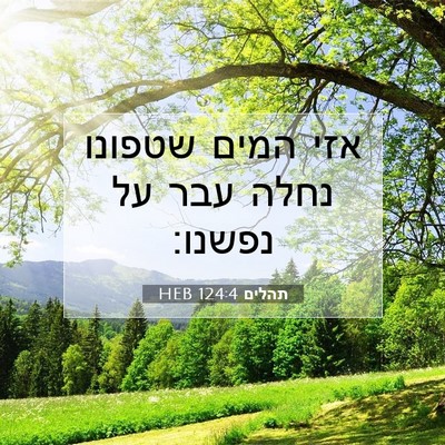 Picture 07 - תהלים 124:4 HEB - אזי המים שטפונו נחלה עבר על - Bible Verse Picture