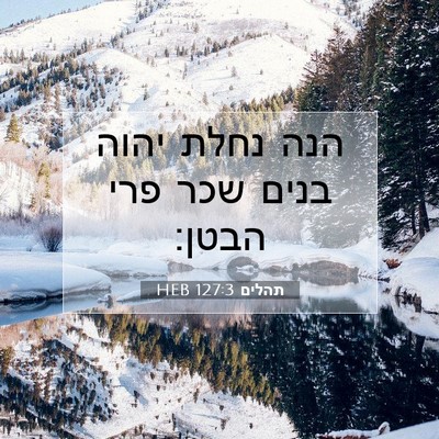 Picture 07 - תהלים 127:3 HEB - הנה נחלת יהוה בנים שכר פרי - Bible Verse Picture