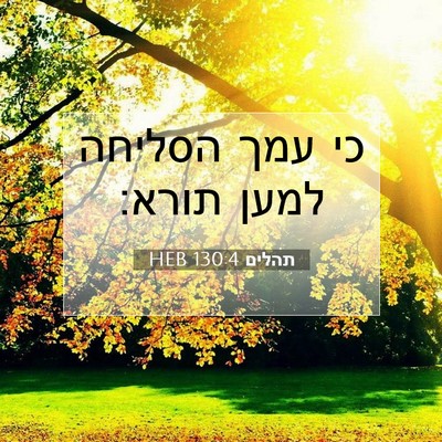Picture 07 - תהלים 130:4 HEB - כי עמך הסליחה למען - Bible Verse Picture