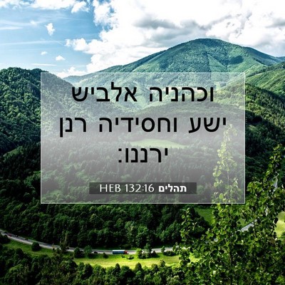 Picture 07 - תהלים 132:16 HEB - וכהניה אלביש ישע וחסידיה - Bible Verse Picture