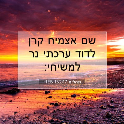 Picture 07 - תהלים 132:17 HEB - שם אצמיח קרן לדוד ערכתי נר - Bible Verse Picture