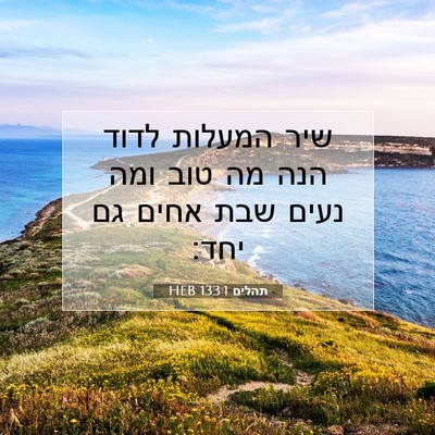 Picture 07 - תהלים 133:1 HEB - שיר המעלות לדוד הנה מה טוב - Bible Verse Picture