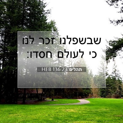 Picture 07 - תהלים 136:23 HEB - שבשפלנו זכר לנו כי לעולם - Bible Verse Picture