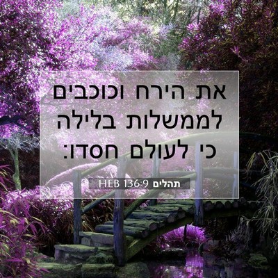 Picture 07 - תהלים 136:9 HEB - את הירח וכוכבים לממשלות - Bible Verse Picture