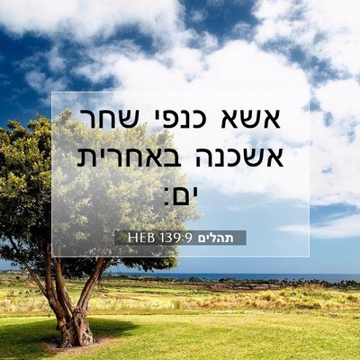 Picture 07 - תהלים 139:9 HEB - אשא כנפי שחר אשכנה באחרית - Bible Verse Picture