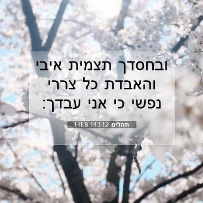 Picture 07 - תהלים 143:12 HEB - ובחסדך תצמית איבי והאבדת - Bible Verse Picture