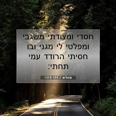 Picture 07 - תהלים 144:2 HEB - חסדי ומצודתי משגבי ומפלטי - Bible Verse Picture