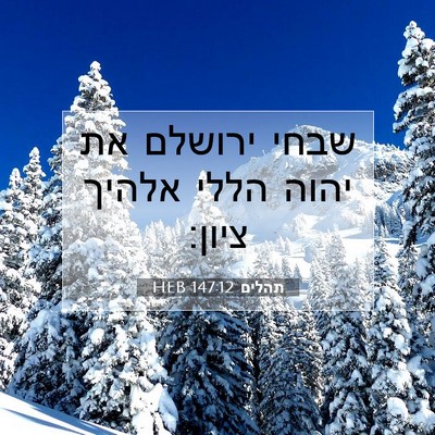 Picture 07 - תהלים 147:12 HEB - שבחי ירושלם את יהוה הללי - Bible Verse Picture
