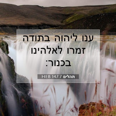 Picture 07 - תהלים 147:7 HEB - ענו ליהוה בתודה זמרו - Bible Verse Picture
