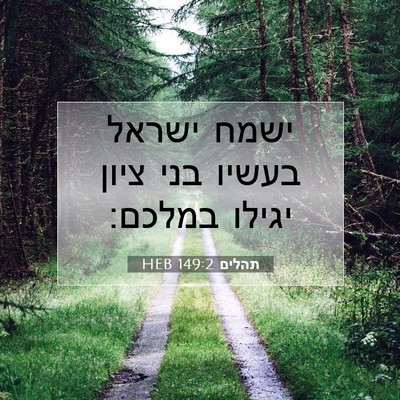 Picture 07 - תהלים 149:2 HEB - ישמח ישראל בעשיו בני ציון - Bible Verse Picture