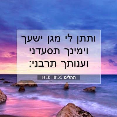 Picture 07 - תהלים 18:35 HEB - ותתן לי מגן ישעך וימינך - Bible Verse Picture